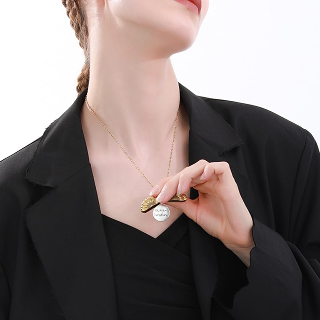 SANNIDHI Necklace for Women, Girls Stylish Chain Sunflower Pendant for Girls, Women Engraved Metal Necklace with Gift Box for Couples, Best Friends, Pendant for Girlfriend & Boyfriend - Golden SANNIDHI Necklace for Women, Girls Stylish Chain Sunflower Pendant for Girls, Women Engraved Metal Necklace with Gift Box for Couples, Best Friends, Pendant for Girlfriend & Boyfriend - Golden